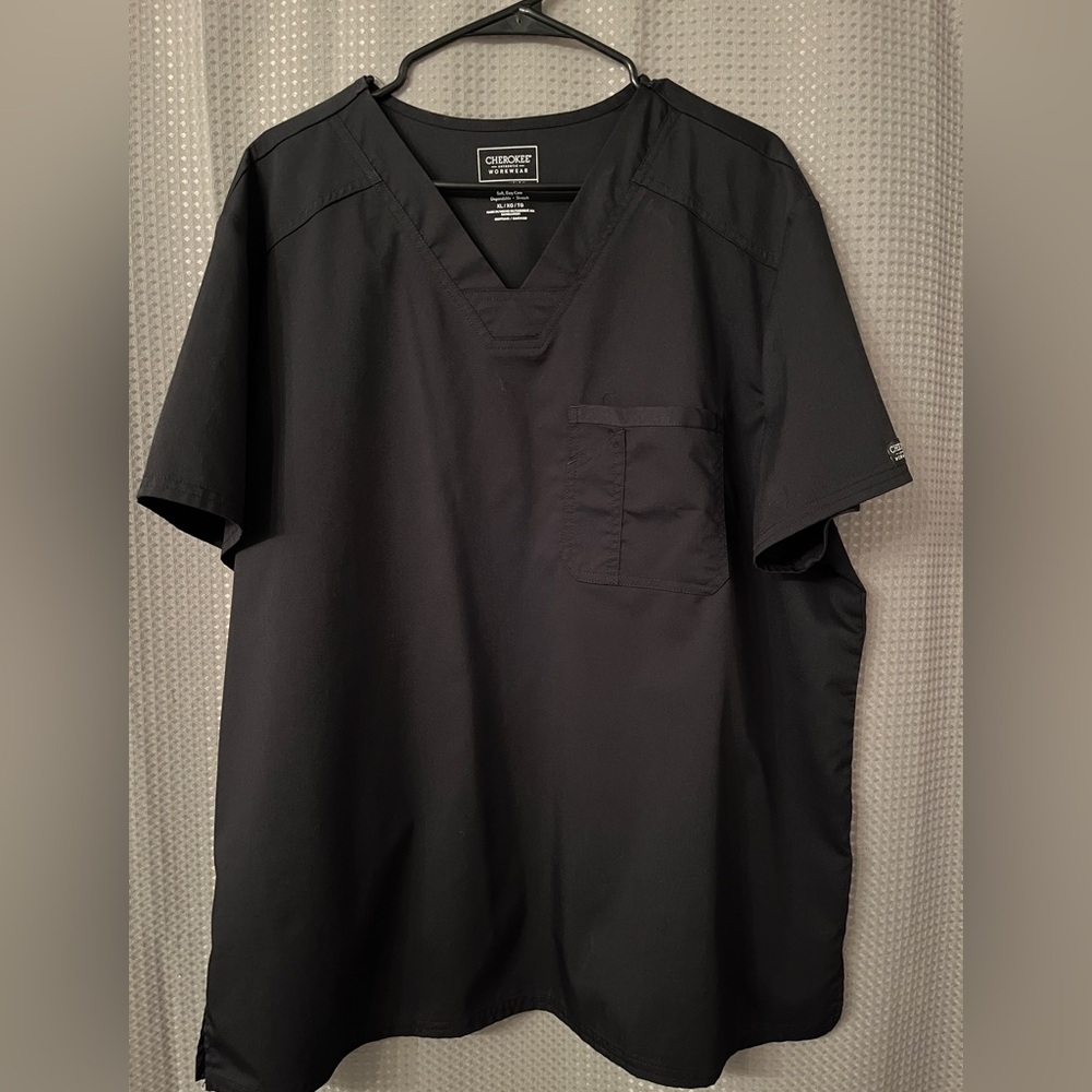 Mens Cherokee Workwear Black Scrub Top SZ XL